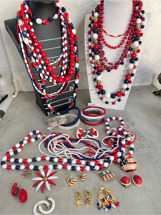 Vintage Jewelry - Vintage Patriotic Jewelry Lot 30 pieces